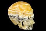 Realistic, Polished, Banded Orange Calcite Skull - Fluorescent! #151169-2